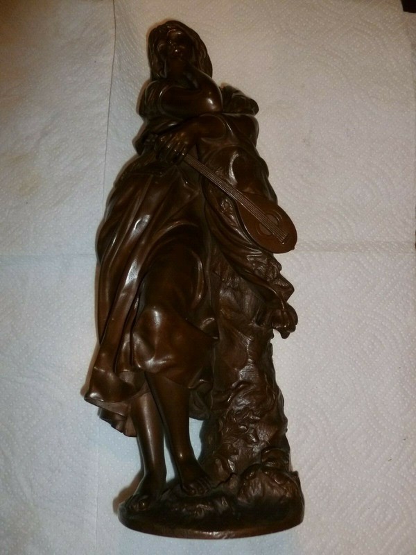 Adrien Gaudez bronze Lady with Mandolin MIGNON 
