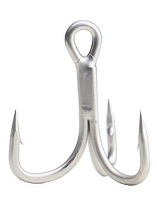 Saltwater Hooks Large Size 4X Strong Triple Fishing Hooks for Big Game, 10-Pack