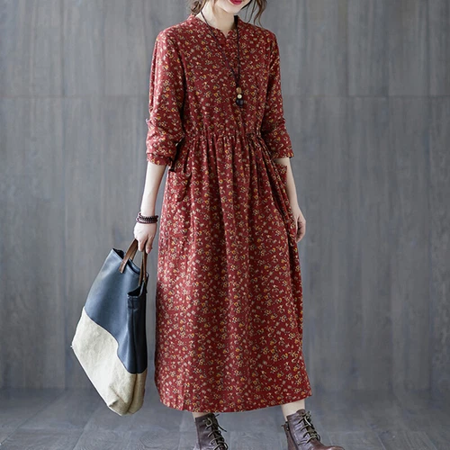 Ladies Long Dress Crew Neck Maxi Dresses Women Kaftan Holiday Sleeve Baggy Loose - Picture 21 of 47