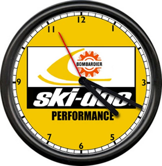 OFF THE WALL CLOCKS Ski-Doo Dealer Performance Retro Snowmobile Racing Machine Sign Wall Clock
