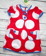NWT Mini Boden White Red Blue Polka Dot Dress...