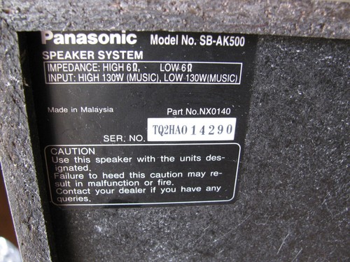 One Pair Panasonic SB-AK500 Speakers Tested Great Working Condition - Picture 13 of 16