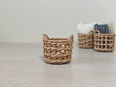 1:12 dollhouse miniature wicker storage basket. handmade