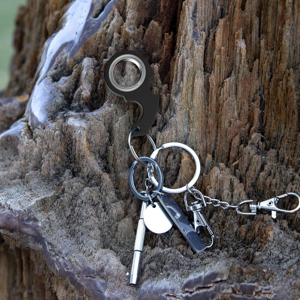 2PCS Keychain spinner Fidget Spinner Keyring Karambit Spinning