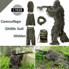 NAIZEA 5 in 1 Ghillie Suit 3D Camouflage Hunting Apparel for Adult Youth S/M