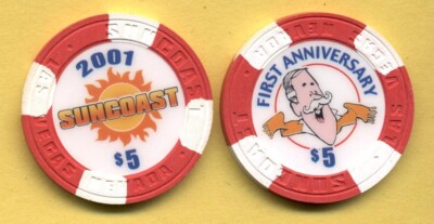 $5  Suncoast Hotel & Casino, Las Vegas 1St Anniversary chip issued in 2001