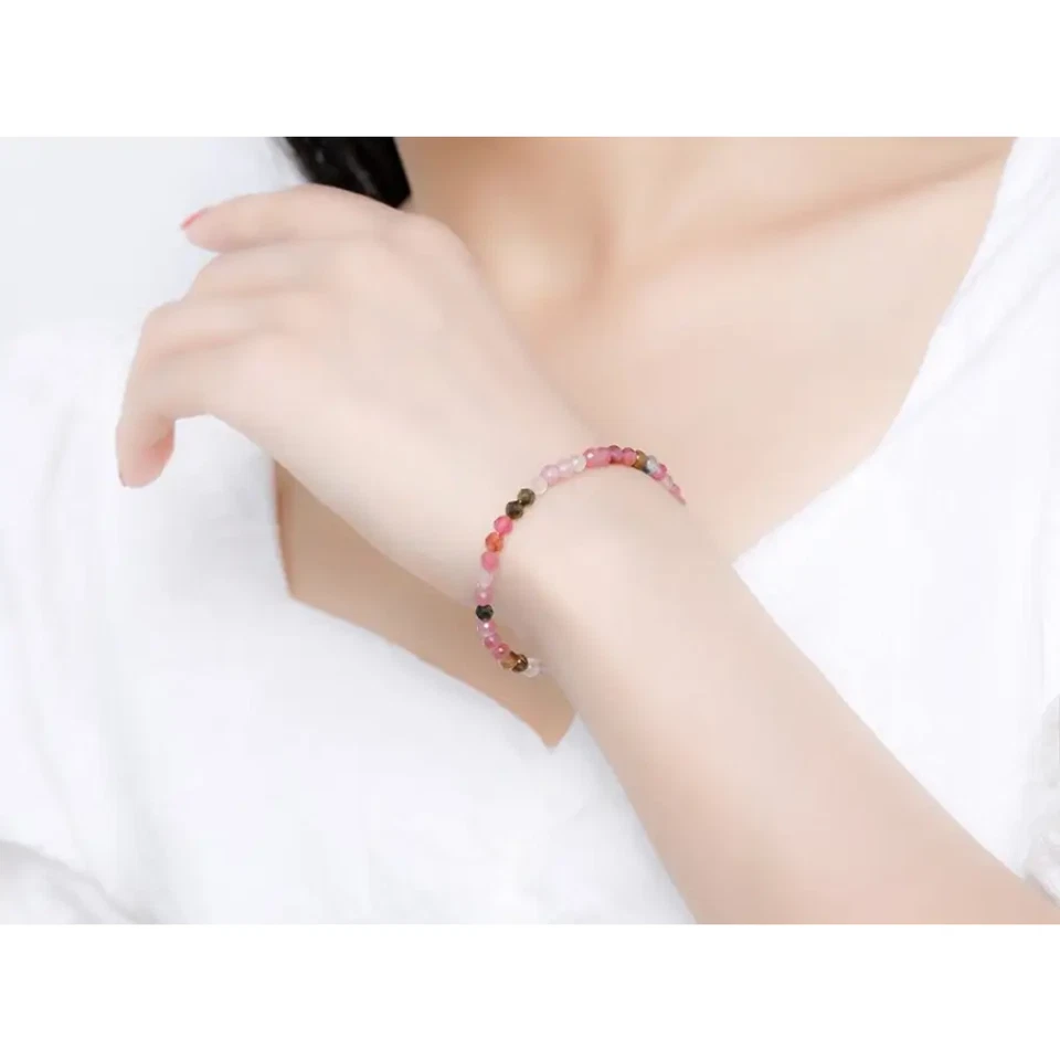 Schönes Armkettchen mit hellrosanen und weißen runden Perlen, versilbert und ver - Bild 4 von 4