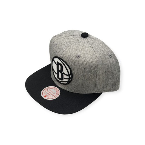 Mitchell & Ness Brooklyn Nets Grey Black Pop Adjustable Snapback Hat Cap - Picture 2 of 6