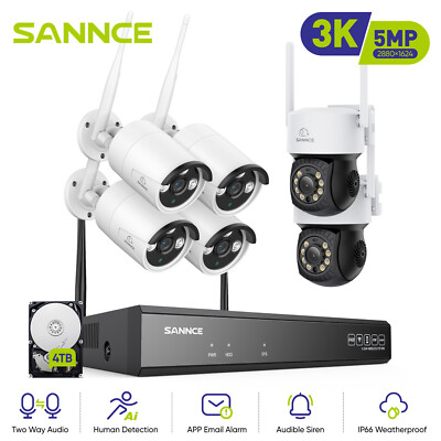 SANNCE 10CH NVR 5MP Pan&Tilt Wireless Security Camera System 2 Way Audio W/Alexa