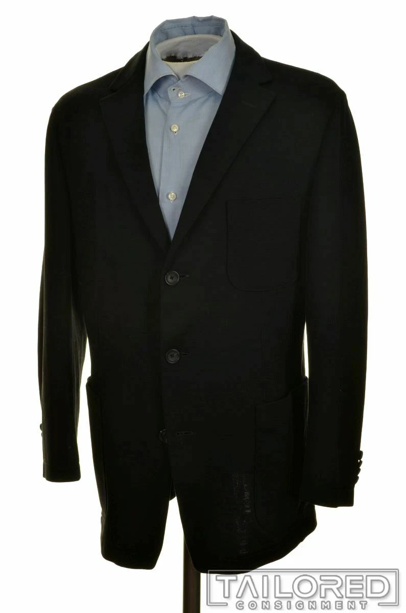 ERMENEGILDO ZEGNA Z Black Cotton DROP 8 Blazer Sport Coat Jacket