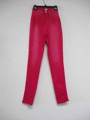 Fashion Nova Jeans Women Size Rose Red High Rise Shark Bite