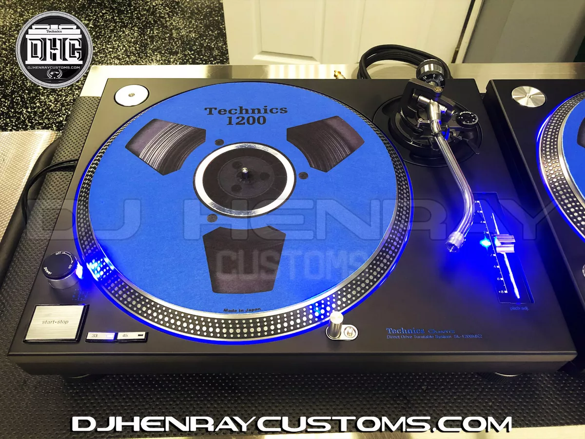 1 custom matte black Technics SL 1200 mk2 blue leds & halos laser etched logos