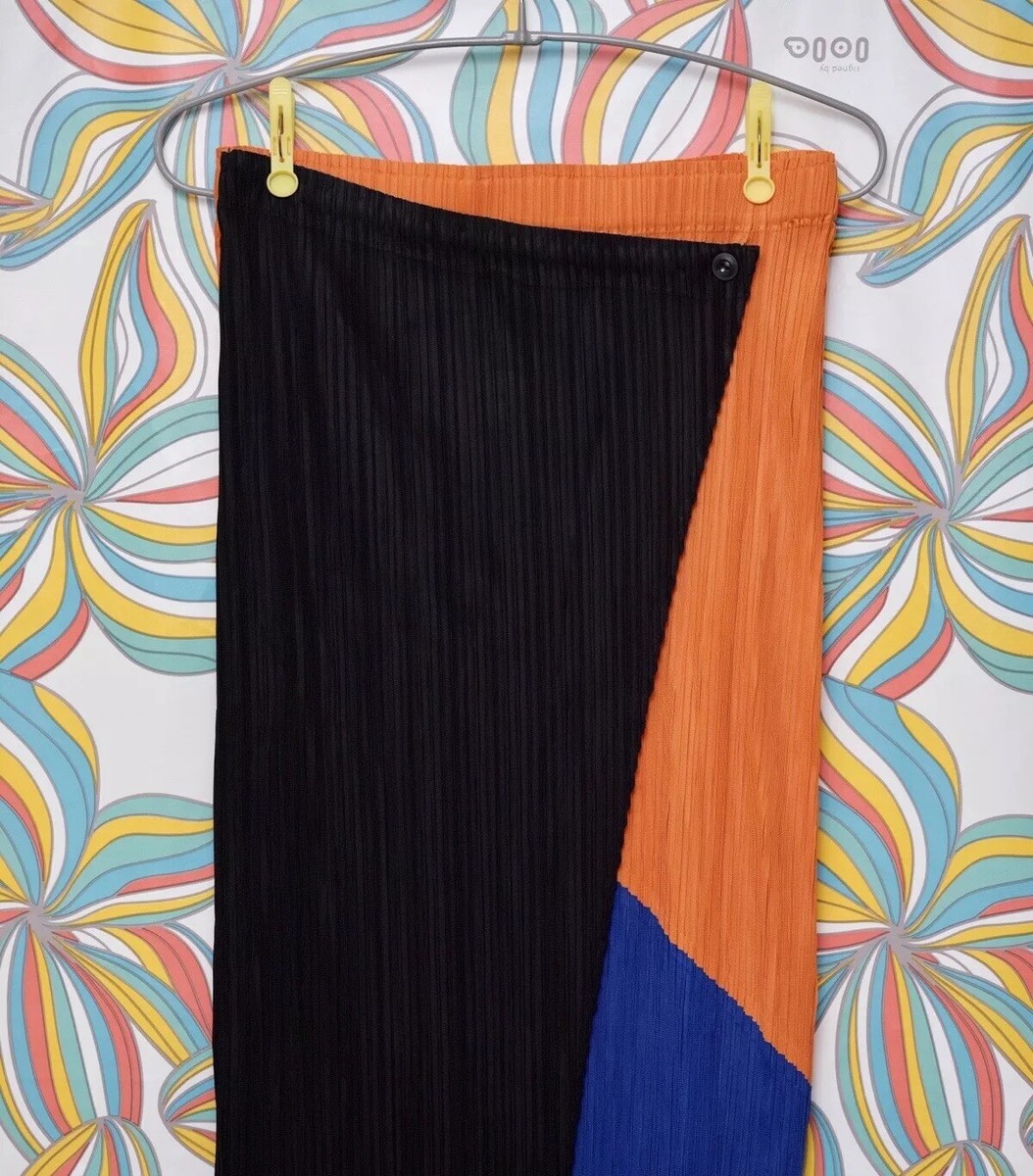 Issey Miyake Pleats Please Inspired Blue Orange Black Long
