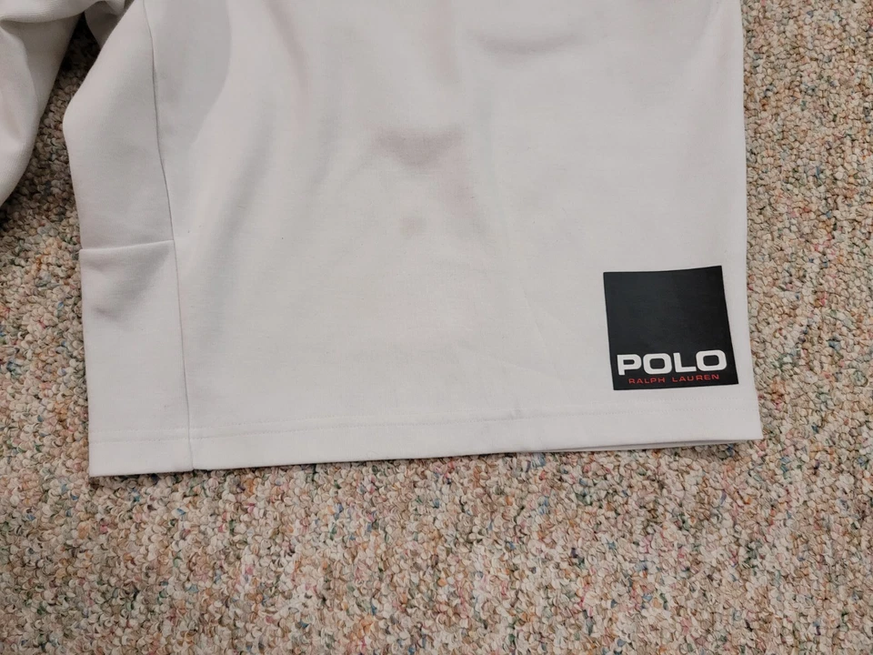 Polo Ralph Lauren Shorts Mens 3XL Tall White Double Knit Box Logo Tech Fleece - Image 3 of 4