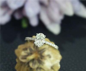 Authentic Forever Classic Engagement Ring 14K Yellow Gold Plated 1 Ct Oval Cut Moissanite