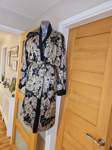 St Michael Paisley Nightshirt & Dressing Gown Satin Silk Feel Size Uk 20-22 - Picture 3 of 18