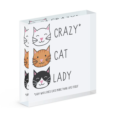 Crazy Cat Lady Acryl Foto Block Rahmen Lustig Kätzchen Scherz