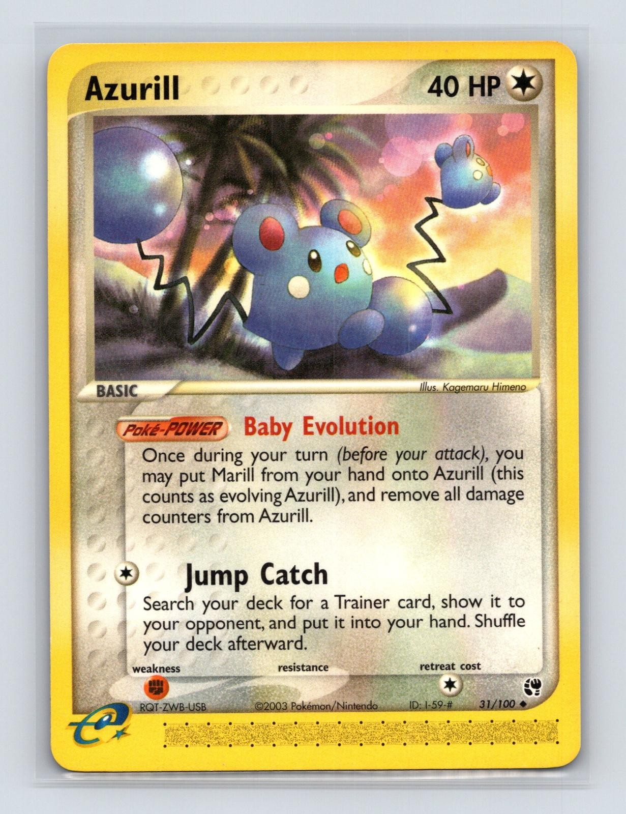 Azurill 31/100 Sandstorm Uncommon Near Mint Pokemon