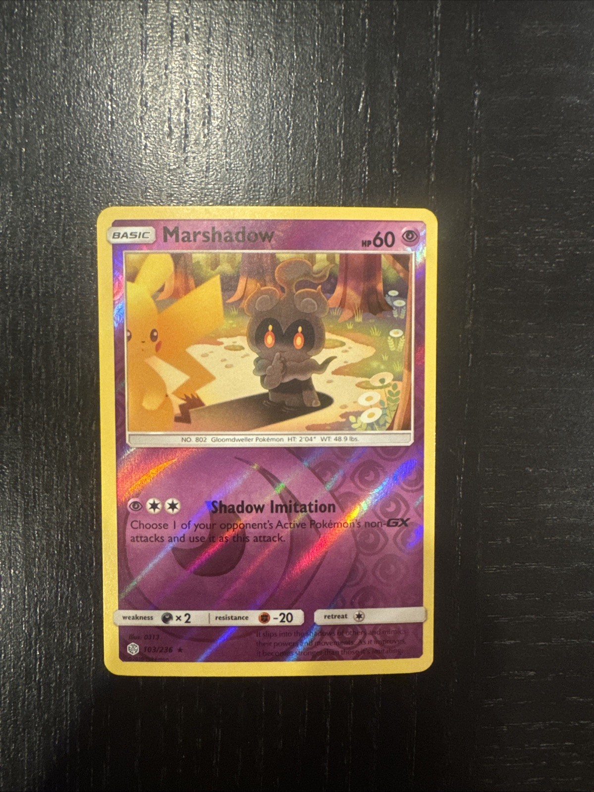 Marshadow 103/236 Rare Cosmic Eclipse Pokemon Reverse Holo Near Mint