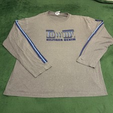 Vintage Tommy Hilfiger Denim Long Sleeve T-Shirt Spell Out Logo Sz XL