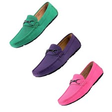 Amali Ayden Men s Suede Driving Loafers with Textured Upper and Metal Bit