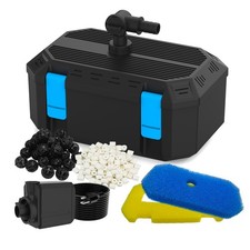 400GPH Pond Filter Pump with 4Stage Filtration, Fish Pond Filter for Outdoor ...