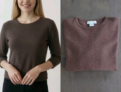 Vtg Marshall Fields Women's Chocolate Brown 100% Cashmere Sweater Pullover! S