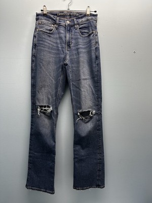 Women s Blue American Eagle Denim Distressed Stretch Boot Cut Jean Size 2