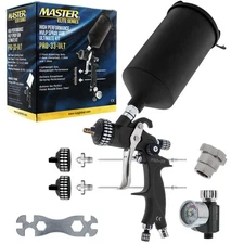 Master Elite Ultimate HVLP Spray Gun 1.3, 1.4, 1.8mm Fluid Tip Set Air Regulator