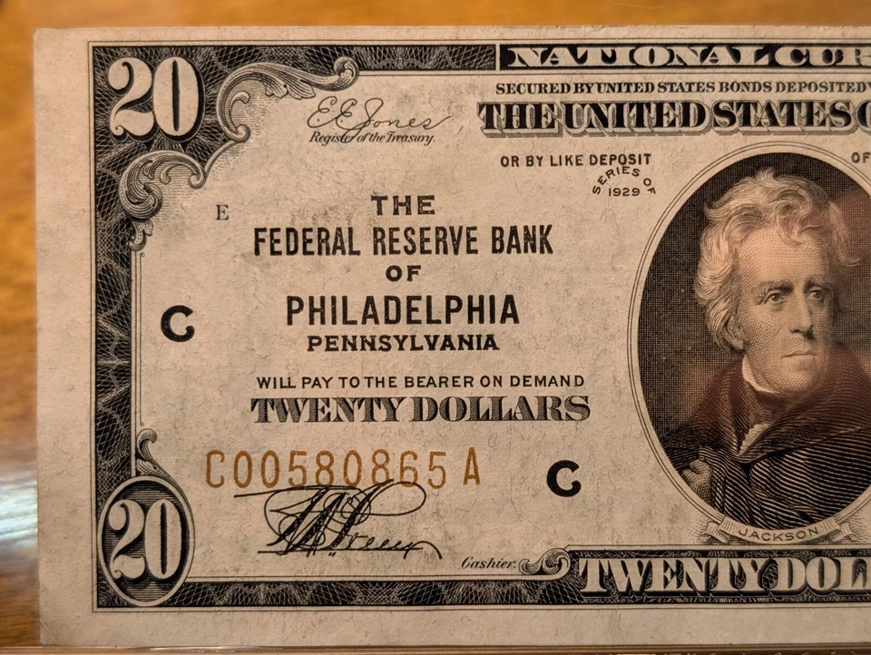 PCGS 55 About Uncirculated 1929 US $20 Federal Reserve Note Philadelphia - Image 4 of 4