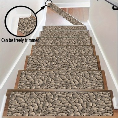 1/2/4/7/11pcs Marble Pattern Stair Tread Pads - Durable Non-Slip Indoor Step C