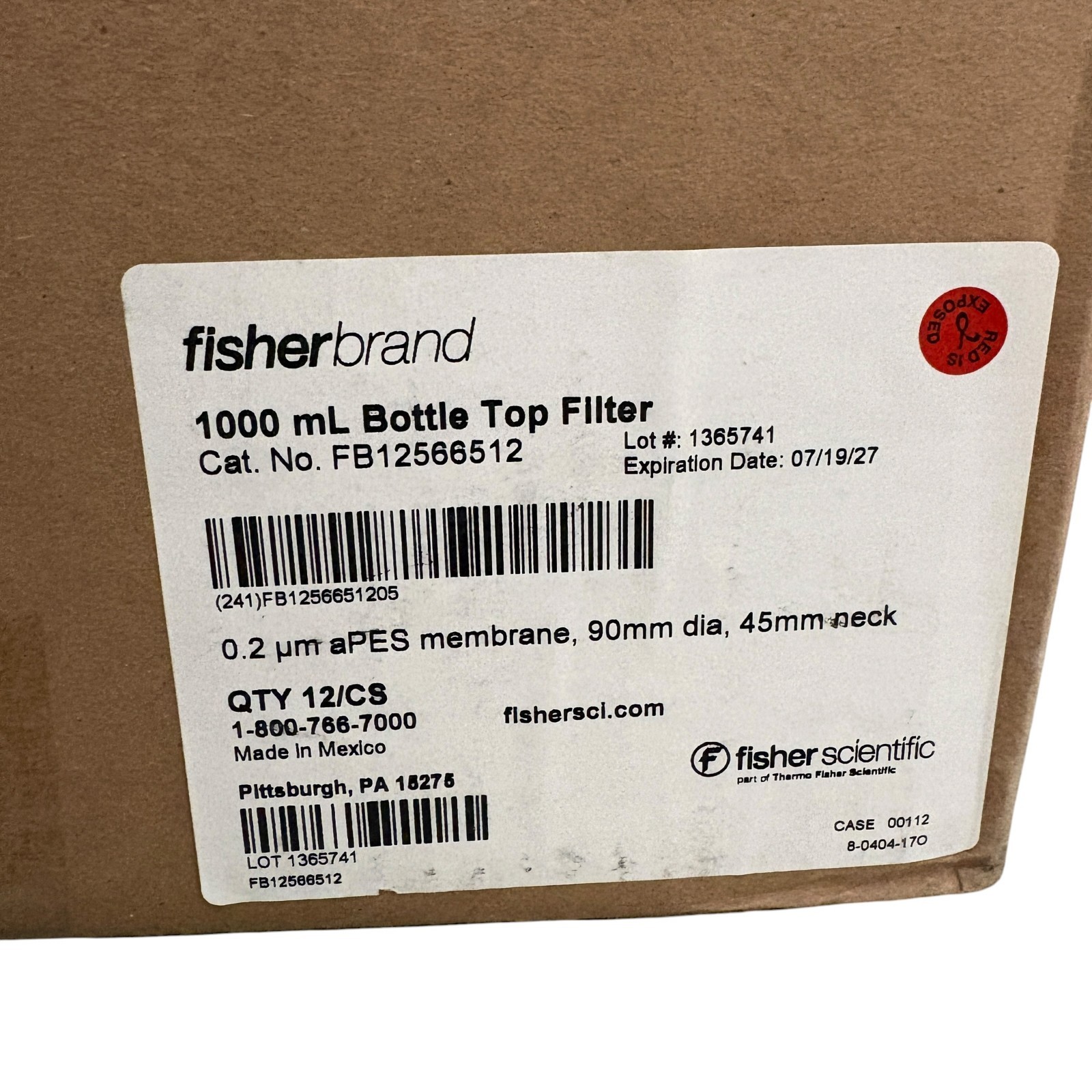 Fisherbrand FB12566512 1000mL Bottle Top Filter 0.2um aPES 11 Pack