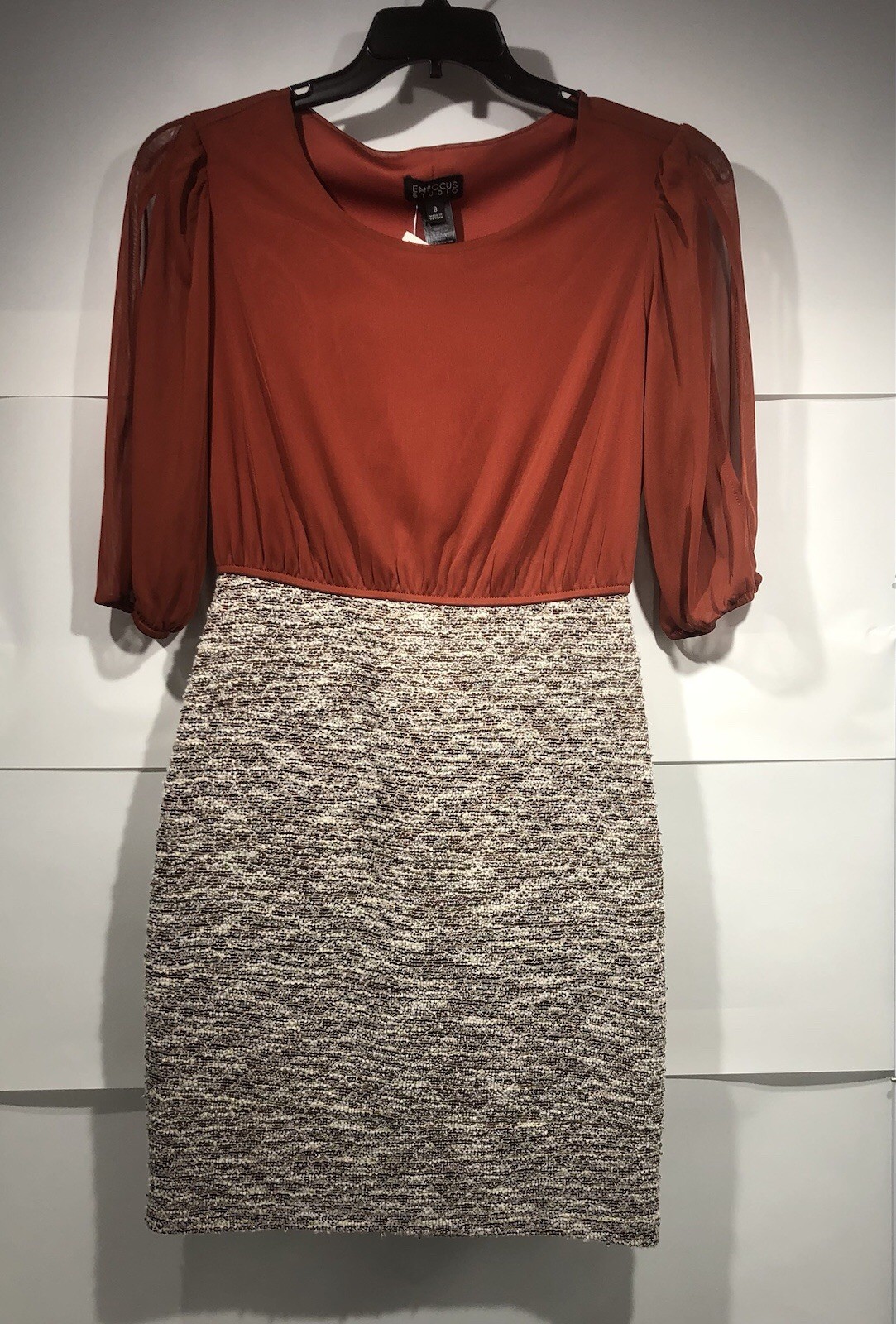 Enfocus Studio Dress Orange Terracotta Women’s Size 8 Upper Lined Sheer Preppy