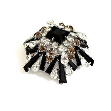 RARE LARGE RUFFLE KEYSTONE GLASS CRYSTAL SCHREINER DOME STAR BROOCH PIN