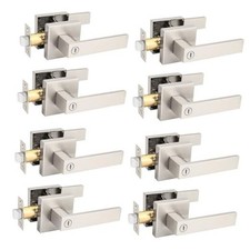 Pack Bed Bath Door Lever, Square Privacy Privacy Door Levers 8 Brushed Nickel