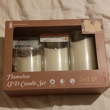 White Flameless LED Candle Set Remote Compatible 3 Pack 3x4 3x5 3x6 Indoor