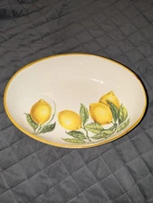 Effetti Italy Oval Serving Bowl Lemons 14" Long - 10" Wide - 3" High  Nice Condi