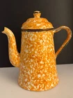 Vintage Stangl Pottery Town and Country Lidded Coffee Pot Orange Sponge-ware EUC