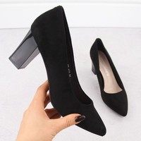 Sergio Leone Damen-Pumps Mit Blockabsatz, Schwarz