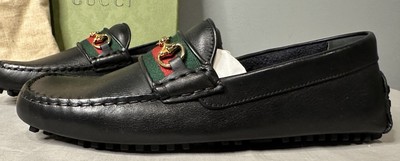 Gucci Ayrton Web Striped  Leather Driver Loafers with Gold Accents Gucci Ayrton Web Striped Leather Driver Loafers Men main image 3