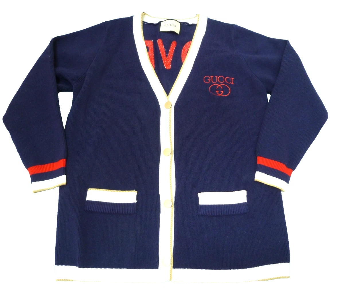 GUCCI Vネック ケーブルニット セーター ネイビー XS GUCCI Vネック ケーブルニット セーター ネイビー XS GUCCI Vネック