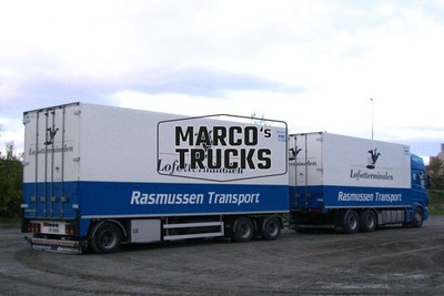 LKW Foto Kofferauflieger Norwegen blau Rasmussen Transport Lofottermina #j2tx
