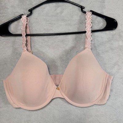 Natori Bliss Perfection Underwire Contour Bra 34D Rose Beige Lace Trim 722080