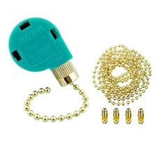 Ceiling Fan Pull Chain Switch 3 Speed 4 Wire Zing Ear ZE Golden + Pull Chain