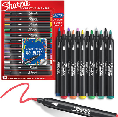 Water Based Acrylic Bullet Tip Markers 12 Count Assorted Colors