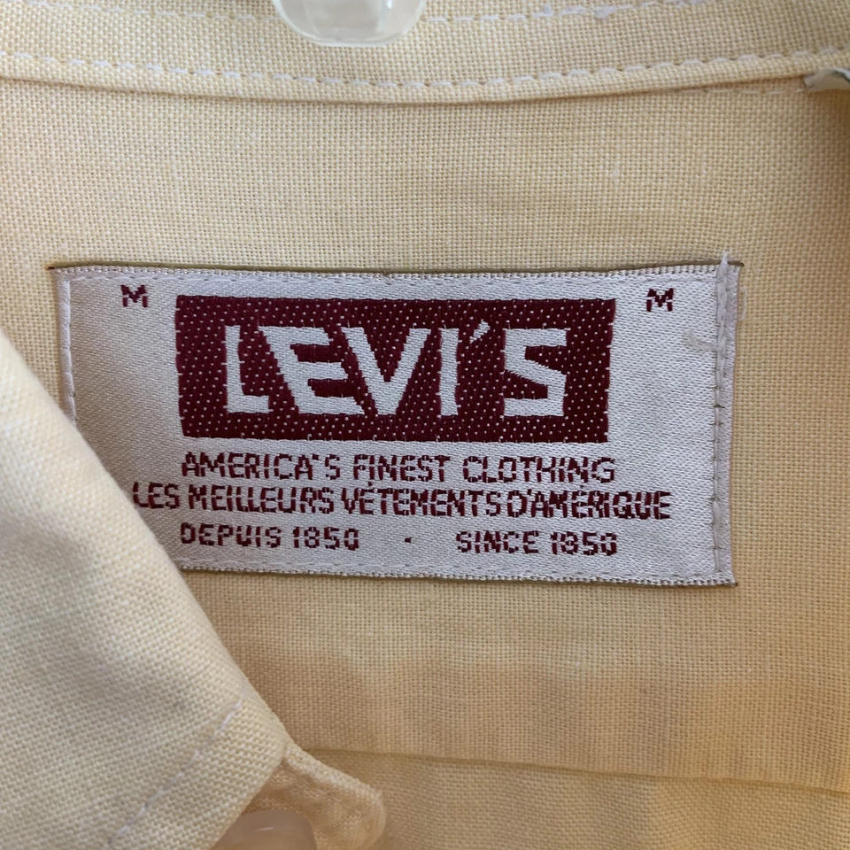 Vintage Levis 1950s 1960s Yellow Chest Pocket Button up Shirt men sz M - Image 2 of 4