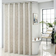 Modern Beige Lace Pattern Polyester Waterproof Bathroom Shower Curtain 72x90