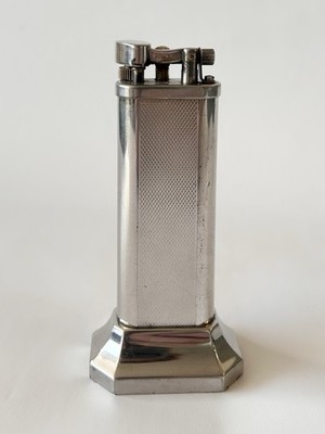 Vintage Alfred Dunhill Table Lighter Engine Turned Lift Arm, NO TARIFF