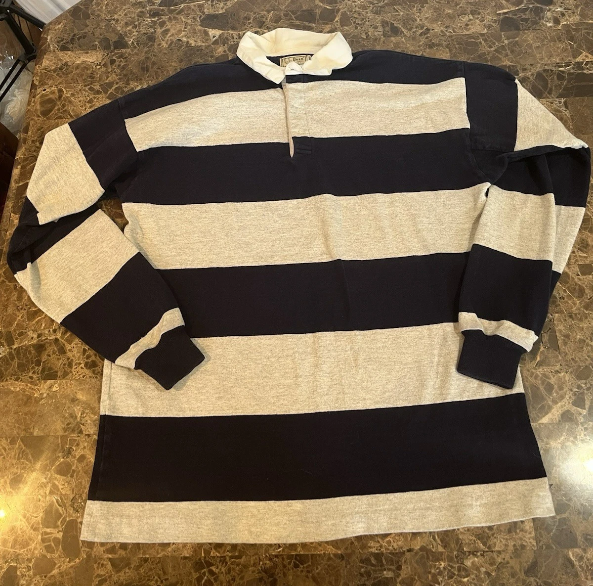 Vintage LL Bean Rugby Shirt Mens XXL 90s Long Sleeve Made In USA