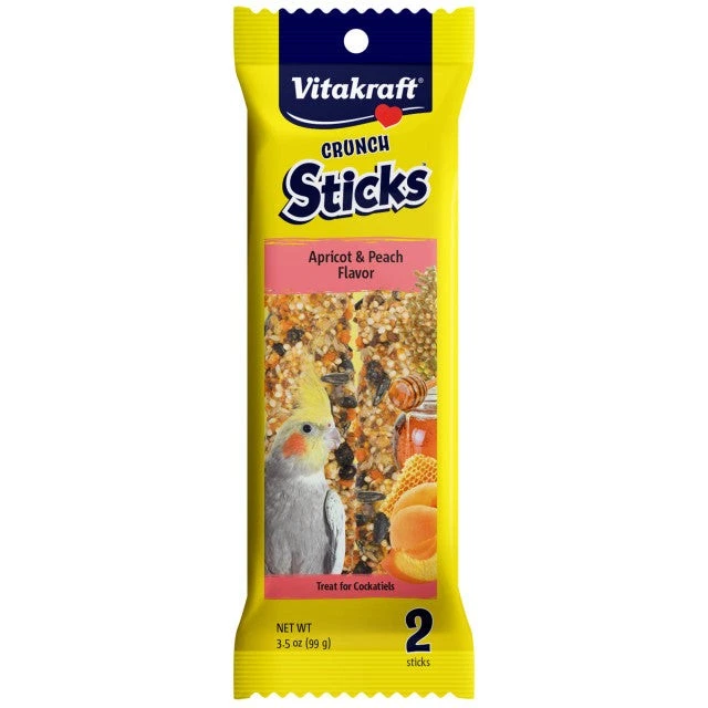 VITAKRAFT SUNSEED Vitakraft Crunch Sticks Apricot & Peach Flavor Cockatiel Treat 3.5 oz. 2 pck